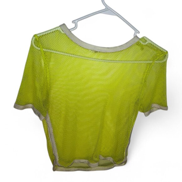 Heart & Hips Lime Green Mesh Cropped Top - Size M - Picture 1 of 4